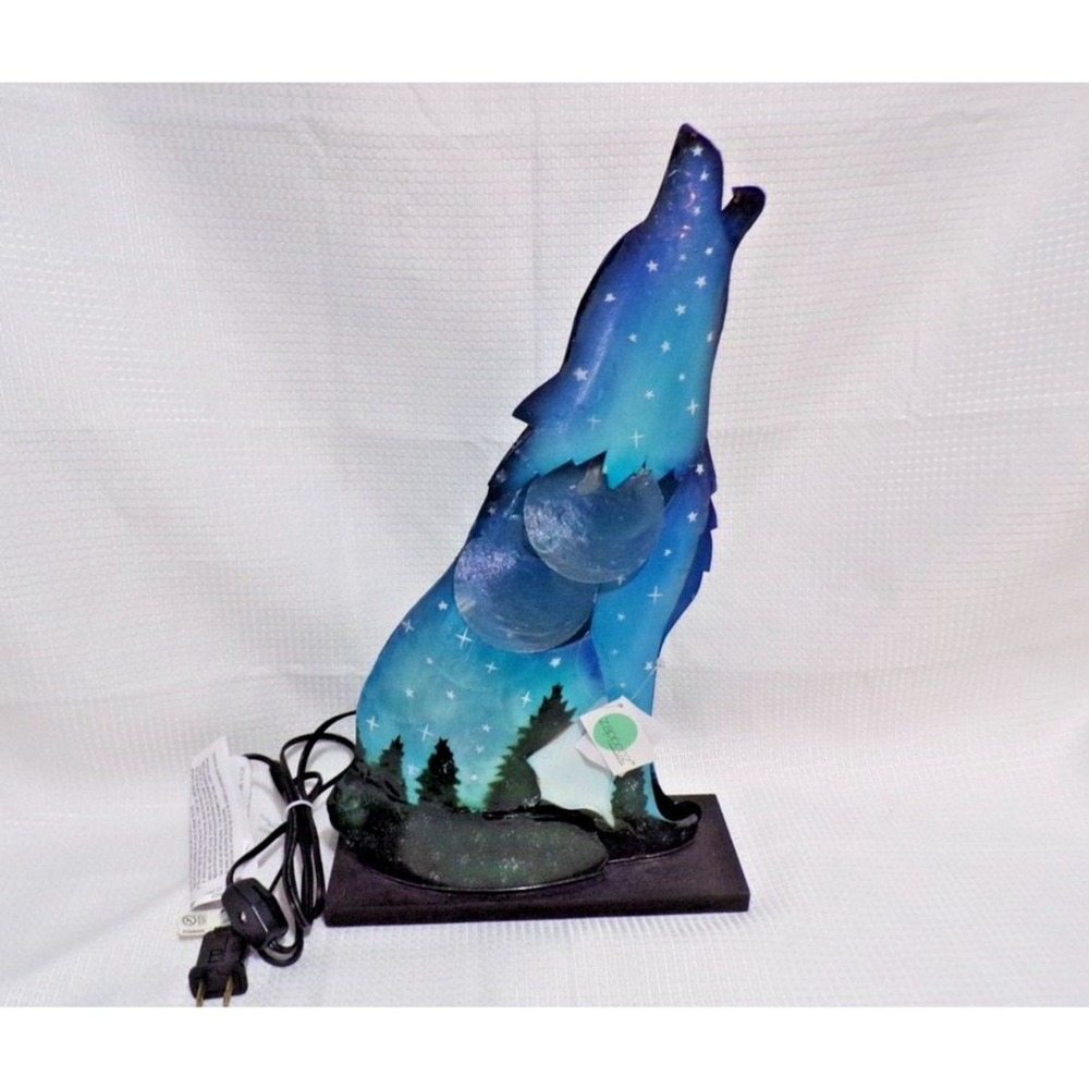 Zappobz Decor Tin Howling Wolf Electric Accent Lamp 15" Tall x 8.5" Wide NWTags